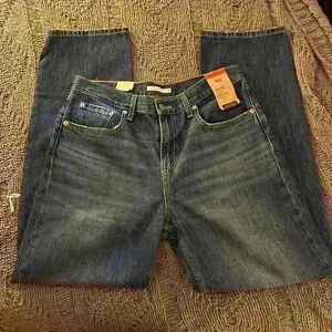 Levis Low Pro Straight Leg Jeans Womens Distressed Medium Wash Denim